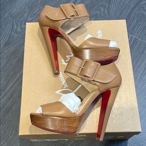 Christian Louboutin Tan Platform Heels 140mm